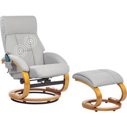 Beliani Faux Leather Recliner Chair with Footstool Massage Heated Swivel Light Grey Force
