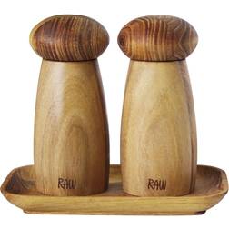 aida RAW Kværnsæt Med Bakke H13,4 cm Teak Saltkværn, Peberkværn 3stk 13.5cm