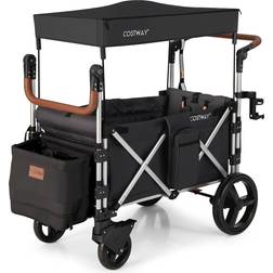 Costway Twin Baby Double Stroller Wagon Push Pull Stroller Black
