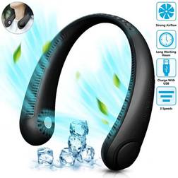 Willbond Portable Neck Fan Mini USB Rechargeable Lazy Neckband Bladeless Cooler