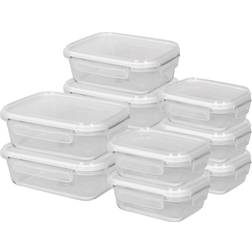 Harbour Housewares Glass Storage Containers Set with Lids 10pcs 2 Sizes White Food Container