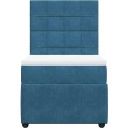 vidaXL Ramsäng Med Madrass Blå 90x190 cm Sammet Sängpaket