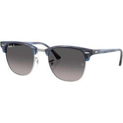 Ray-Ban Unisex Sunglass RB3016 Clubmaster - Striped Blue/On/Silver/Grey Gradient Polar