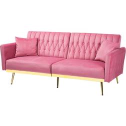 Everly Quinn Somiya 68.5" Flared Arm 29.92 H x 68.5 W x 32.28 D Pink Velvet/Microfiber/Microsuede Sofa 70" 2 Seater
