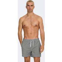 Only & Sons Onsted Stripe Seersucker Swim Khakifärgade