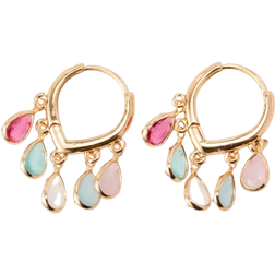 Shein Pair Elegant Luxury Colorful Rhinestone Water Drop Design Hoop Earrings Suitable For Womens Daily Wear Party Gifts