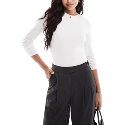 Stradivarius Ribstrikket Top - Hvid