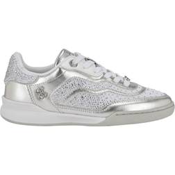 Guess Women's Pritie Quattro Rhinestone Lace-Up Sneakers Silver Rhinestone (5.5M)