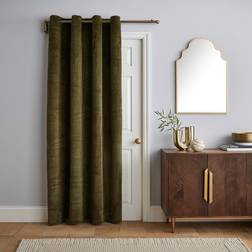 Dunelm Lenon Thermal Eyelet Door Curtain Olive 117x213cm