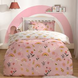 OHS Flowers And Rainbows Set Duvet Cover White, Pink (198x137cm)