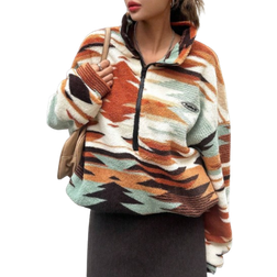 Shein Womens Full Print Zipper Front Long Sleeve Casual Streetwear Pullover Sweatshirt