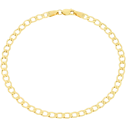 Nuragold 10k yellow 3.5mm cuban link curb chain bracelet anklet mens women 7" 8" 9"