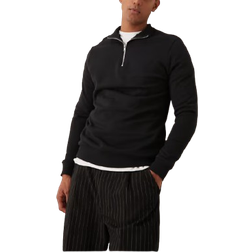ASOS Essential Svart sweatshirt med kort dragkedja-Svart/a