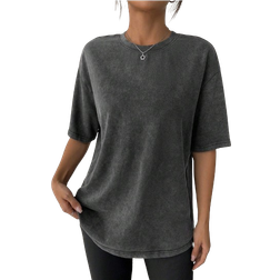 Shein Womens Casual Loose Drop Shoulder Black TShirt Summer