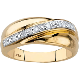 PalmBeach Men's Platinum or 18k Yellow Gold Plated Sterling Silver Diamond Wedding Band Ring (1/10 cttw, Color, I3 Clarity)