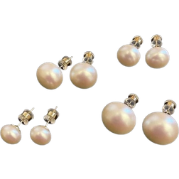 Shein pair Womens Delicate Steamed Bread Shaped Pearl Earrings With Silver Needle