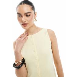 New Look Button Through Tank Top - Yellow