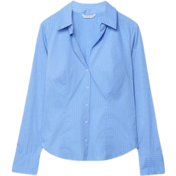 Stradivarius Camicia Basic Fitted Righe Celeste