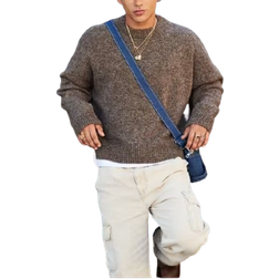ASOS Brunmelerad, fluffigt stickad tröja extra oversize med boxig passform-Brown