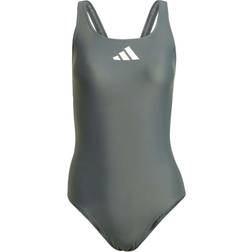 adidas 3 Bar Logo Swimsuit - Legend Ivy/White