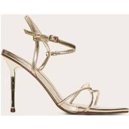 PrettyLittleThing Gold Pu Point Toe Thin Strappy High Stiletto Heeled Sandals - Yellow