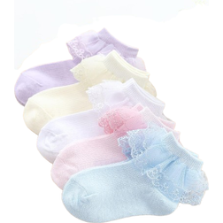 Shein pairs Girls Casual Ruffle Edge Mesh Breathable No Show Socks For Daily Wear