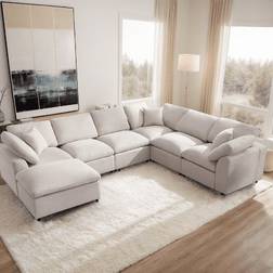 Latitude Run Multi Color Oversized Modular Sectional 27.5 H X 129.5 W X 100 D Sofa 129.5" 7pcs