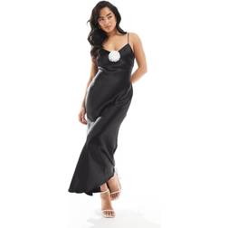New Look Women's Beaded Corsage Midi Slip Dress - Black