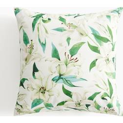 H&M Mönstrat Kuddfodral i Bomull 50x50 Vit/Blommig Kuddöverdrag Grön, Vit (50x50cm)