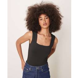 New Look Square Neck Slinky Bodysuit - Black