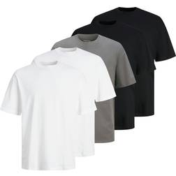 Jack & Jones 5-Pack Enfärgat Rundringning T-shirt Vit