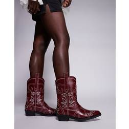 Public Desire Ula Ankelboots I Cowboystil - Vinröda