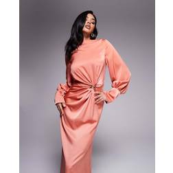 ASOS DESIGN Twist Front Bias Satin Maxi Dress - Light Copper