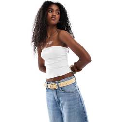Bershka Bandeau Topp I Polyamid - Vit