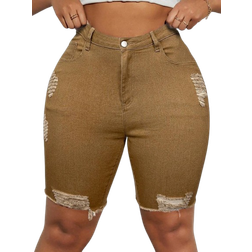 Shein Trendige Damen Denim Shorts mit Destroyed-Look in Große Größen