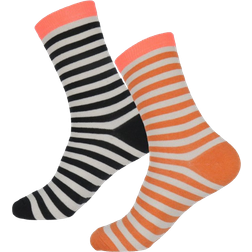 Mads Nørgaard Copenhagen Sock Pair Stripe Mix - Black/Tangarine