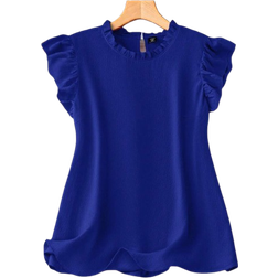 Shein Plus Size Ruffle Hem Office Shirt - Solid Color