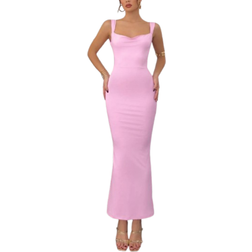 Shein Women's Backless Bow Decoration Dress - Pink