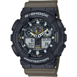Casio g-shock ga100tu-1a3 utilitarian style analog digital black and beige