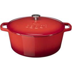 Sabor Gjutjärnsgryta 6.7 L Röd med lock 6.7 L 28 cm