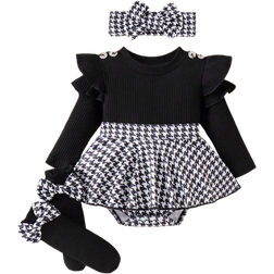 Shein Infant Toddler Girls Cute Patchwork Long Sleeve Romper