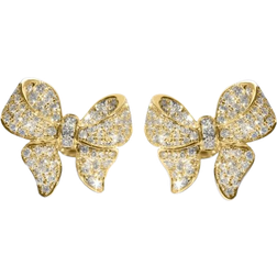 Shein Pair Copper Inlaid Cubic Zirconia Bowknot Earrings