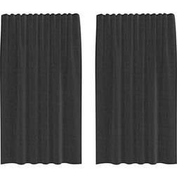 vidaXL Voile Vorhänge mit Lasche 2 Stk Schwarz 140x140cm