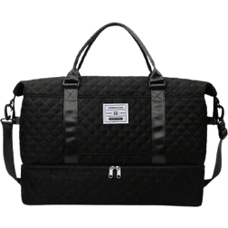 Shein Black Expanded Luggage Storage Bag, Lightweight Foldable, Expanded, Carry On Travel Weekender & Overnight Bag, Weekend Bag Hospital Bag Travel Bag Han