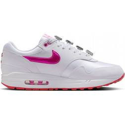 Nike Air Max 1 Premium Shoes - White/Playful Pink/University Red