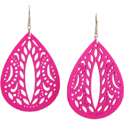 Shein 1pair Fashionable Wooden Hollow Out Water Drop Earrings For Women For Daily Decoration