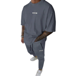 Shein Men Letter Print Drop Shoulder Tee & Drawstring Waist Sweatpants