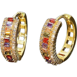 Shein Pair Gorgeous Cubic Zirconia Hoop Earrings For Women For Wedding Engagement Anniversary Jewelry Valentine's Day Gift