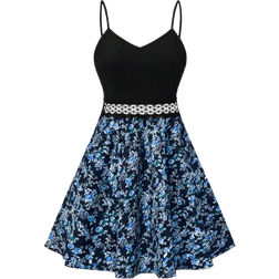 Shein Womens Casual Floral Patchwork Strap Dress