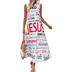 Shein Womens Sleeveless Fashionable Summer Dress With Notched VNeck And Printed Design